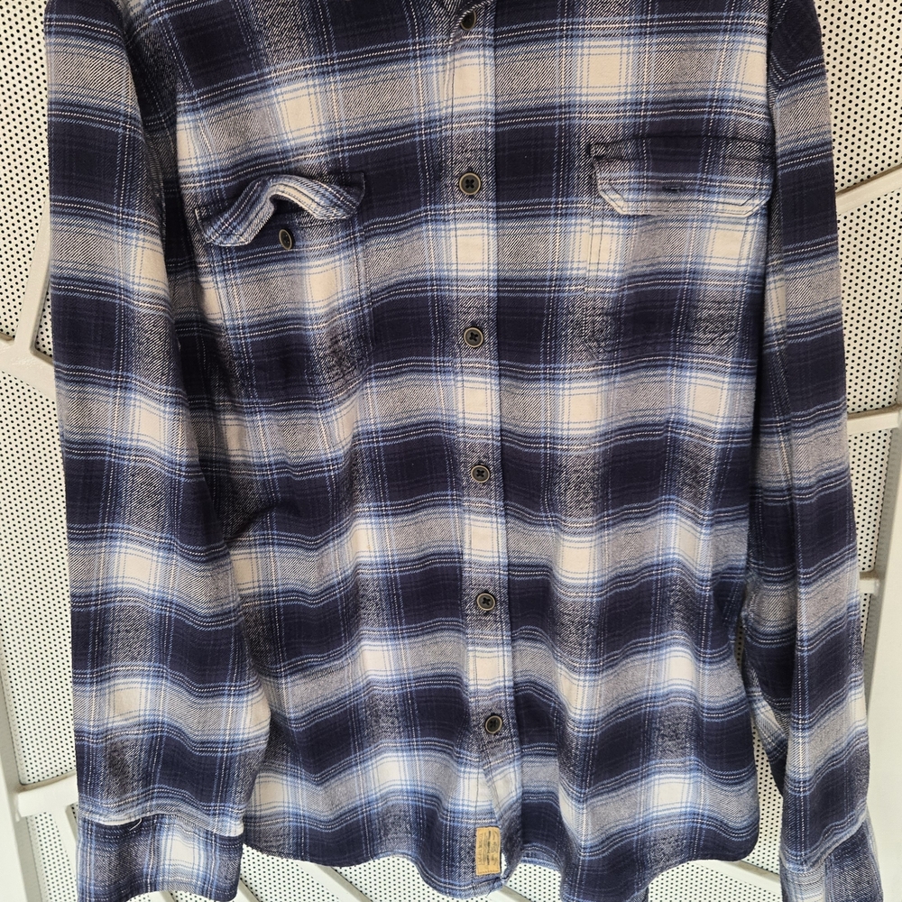 Weatherproof Navy and White Plaid Button Down Shirt